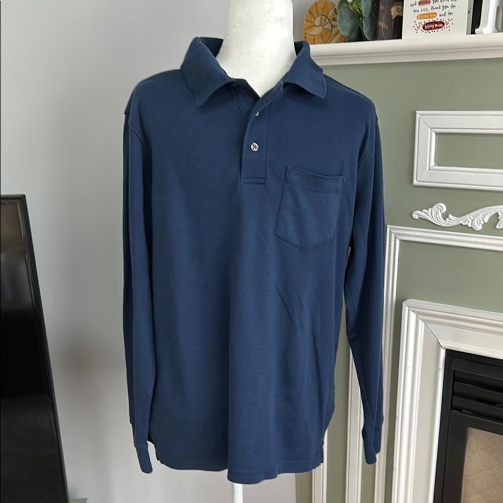 Croft & Barrow Long-Sleeve Men's Blue Polo Shirt